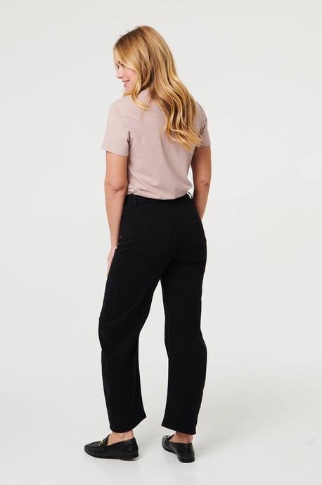 Black High Waist Wide Barrel Fit Jeans - Image 3