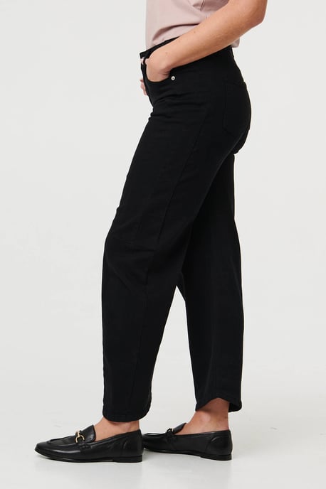 Black High Waist Wide Barrel Fit Jeans - Image 6