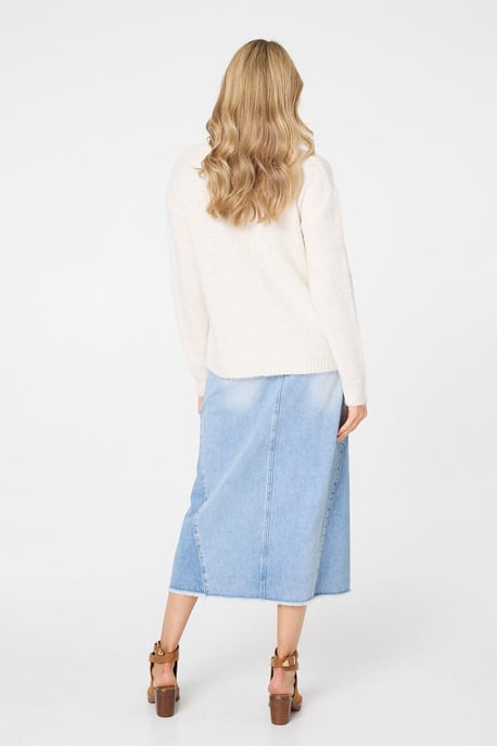 White Floral Embroidered Textured Cardigan - Image 3