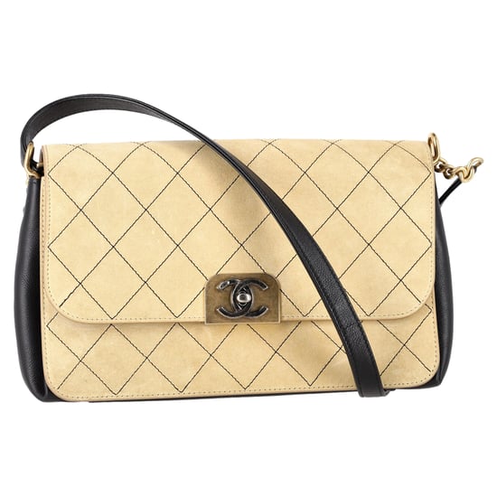 Chanel Classic Flap Bag in Beige Suede - Image 1