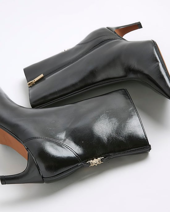 River Island Womens Boots Black Point Toe Kitten Heel - Image 4