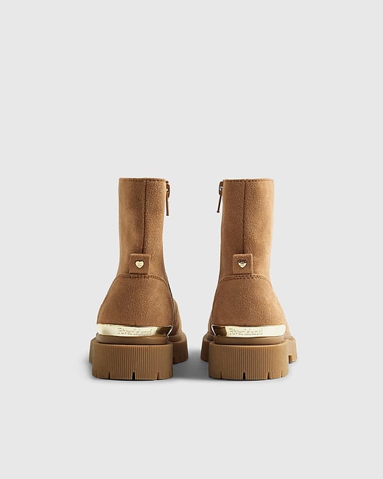 River Island Girls Boots Brown Faux Suede Zip Front - Image 3