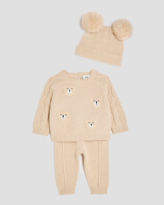 River Island Baby Jumper And Hat Set Beige Bear - Image 5