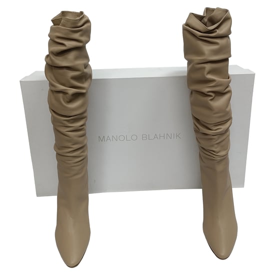 Manolo Blahnik Calassohi 90 kniehoge laarzen in beige leer - Image 6