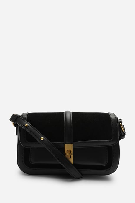 Where's That From Womens 'Coral' Suede Structured Shoulder Bag with Gold Lock - Image 4