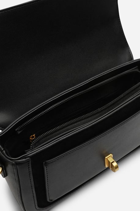 Where's That From Womens 'Coral' Suede Structured Shoulder Bag with Gold Lock - Image 5