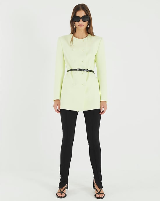 River Island Womens Blazer Green Structured Belted - Image 3