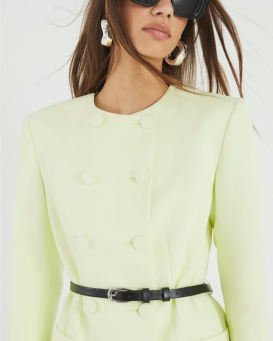 River Island Womens Blazer Green Structured Belted - Image 4