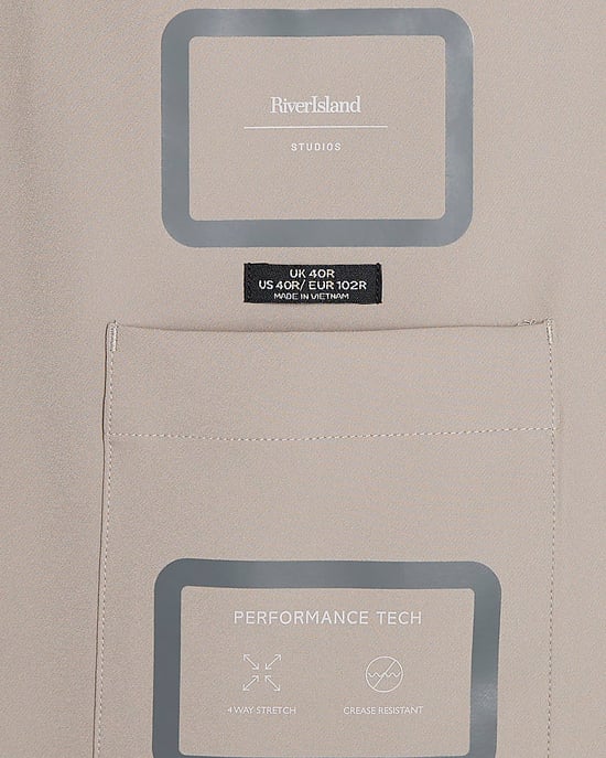 River Island Mens Suit Jacket Beige Skinny Fit - Image 4