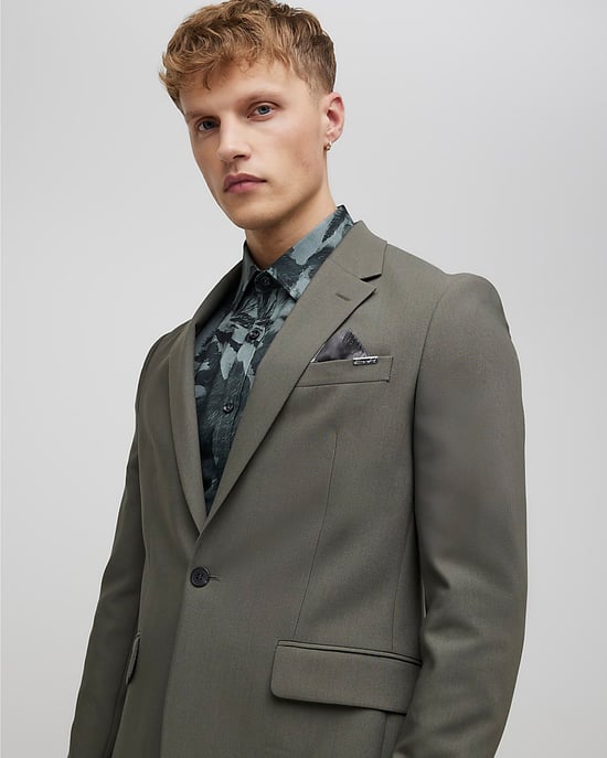 River Island Mens Suit Jacket Green Skinny Fit - Image 1