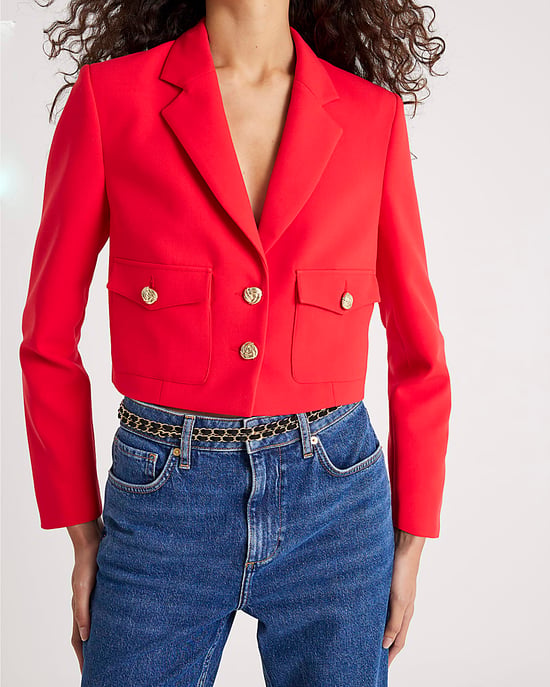 River Island Womens Blazer Red Cropped - Image 2
