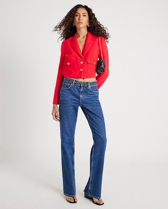 River Island Womens Blazer Red Cropped - Image 4