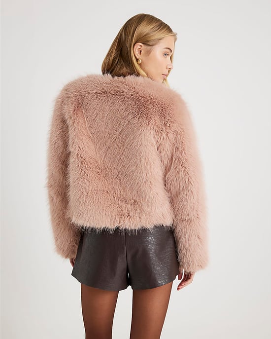 River Island Womens Coat Pink Collarless Faux Fur - Image 2
