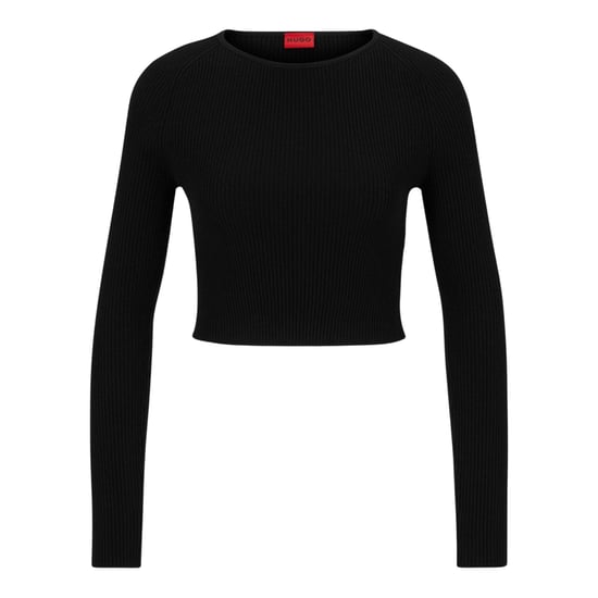 Hugo Dames/Dames Saneriny Cropped Trui met Lange Mouwen (Zwart) - Image 1