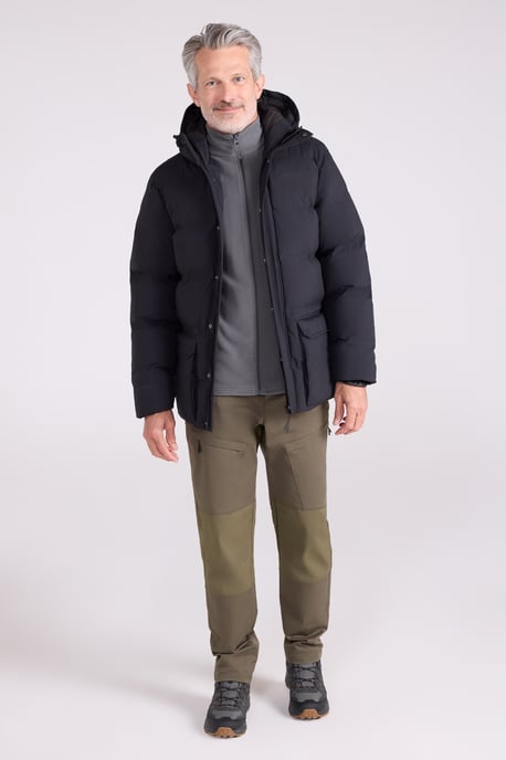 'Sage' Men's Padded Parka Jacket Heat Seal Water Resistant Warm Cosy Coat Black - Image 3