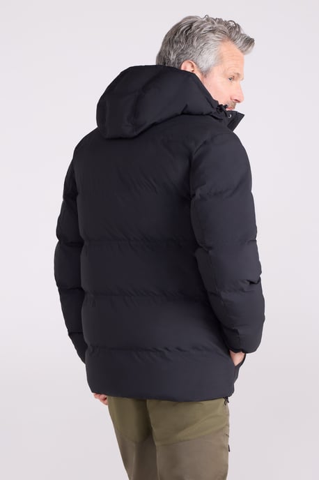 'Sage' Men's Padded Parka Jacket Heat Seal Water Resistant Warm Cosy Coat Black - Image 4