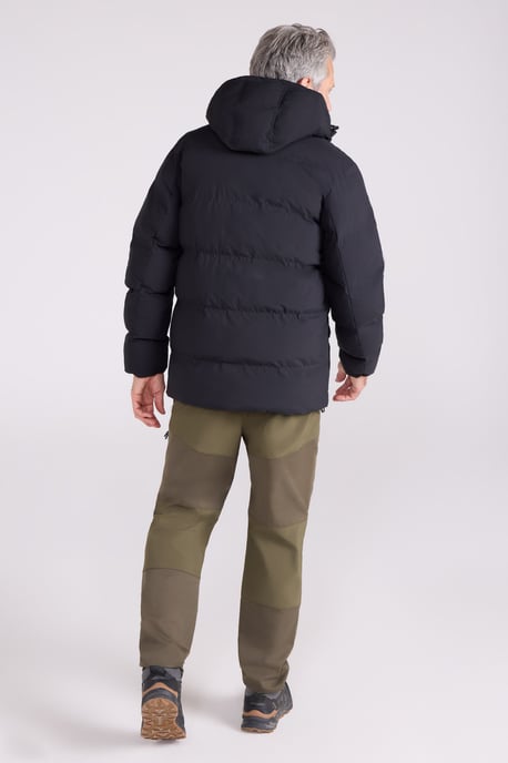 'Sage' Men's Padded Parka Jacket Heat Seal Water Resistant Warm Cosy Coat Black - Image 5