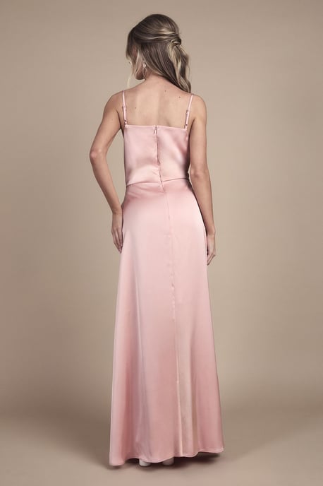 Teen Cowl Front Waterfall Skirt Bridesmaid Dress - Image 3