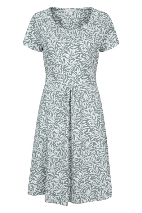 Orchid Patterned Women's UV Summer Dress with Side Pockets Holiday Beach Dress Green - Image 4