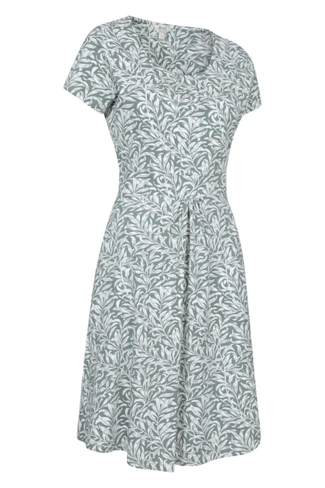 Orchid Patterned Women's UV Summer Dress with Side Pockets Holiday Beach Dress Green - Image 5