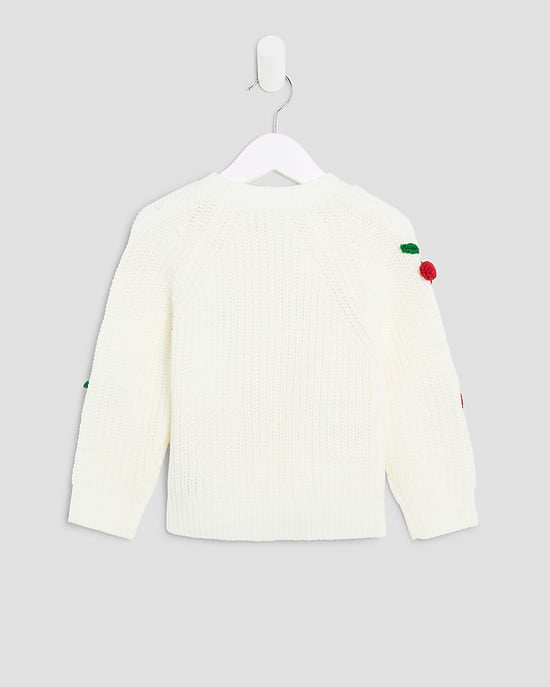 River Island Mini Girls Cardigan Cream Knitted 3D Fruit - Image 2