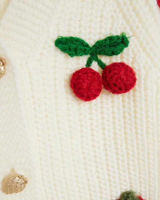 River Island Mini Girls Cardigan Cream Knitted 3D Fruit - Image 4