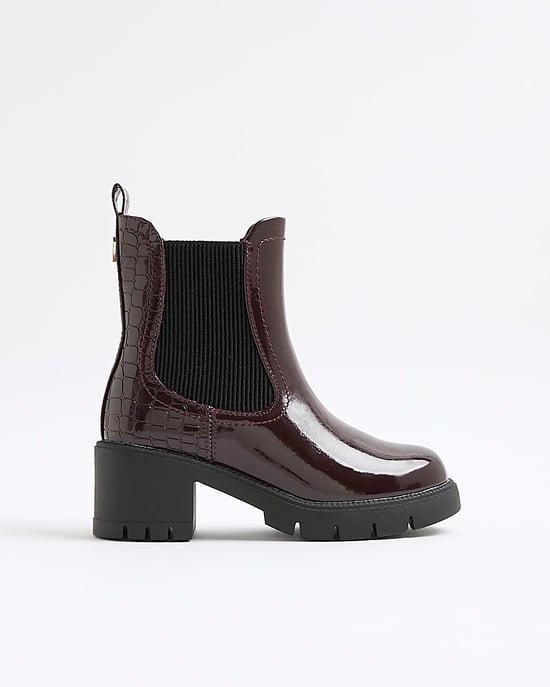 River Island Girls Chelsea Boots Red Patent Heeled - Image 2