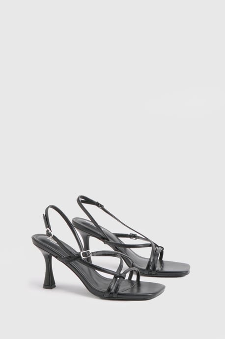 Wide Fit Asymmetric Buckle Detail Strappy Heels - Image 2