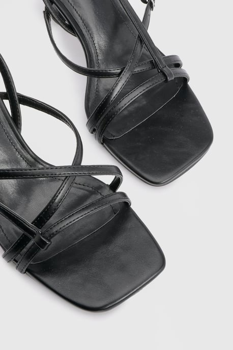 Wide Fit Asymmetric Buckle Detail Strappy Heels - Image 5