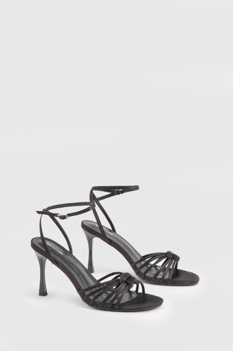 Satin Strappy Low Stiletto Heels - Image 2
