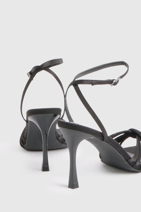 Satin Strappy Low Stiletto Heels - Image 4
