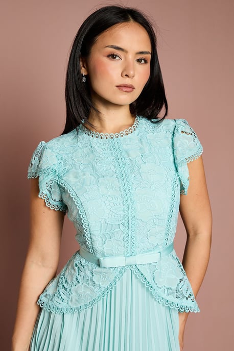 Petite Lace Bodice Peplum Midi Dress - Image 2