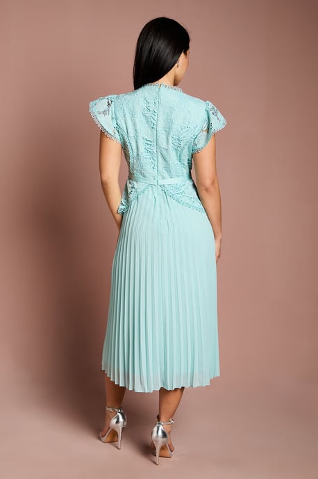 Petite Lace Bodice Peplum Midi Dress - Image 3