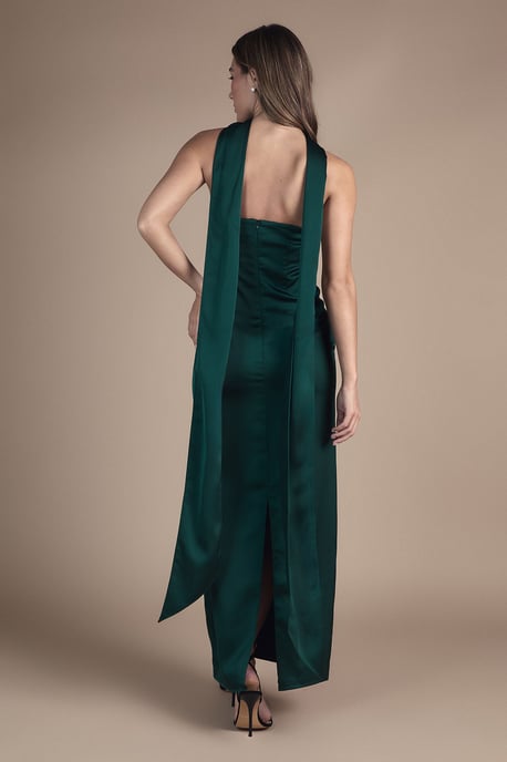 Oasis By Coast Bandeau Satin Bridesmaid Maxi Dress With Scarf - Image 3