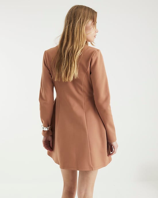 River Island Womens Mini Dress Brown Long Sleeve Square Neck