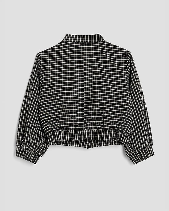 River Island Girls Bomber Jacket Black Check - Image 2