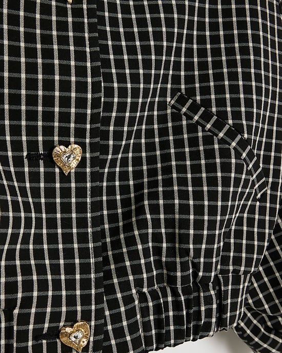 River Island Girls Bomber Jacket Black Check - Image 3