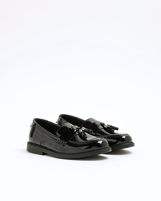River Island Boys Loafers Black Patent Tassel - Image 1