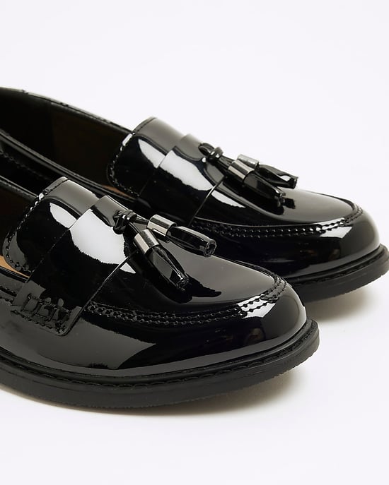 River Island Boys Loafers Black Patent Tassel - Image 5