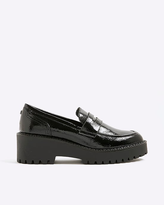 River Island Womens Chunky Loafers Black Patent - Image 2