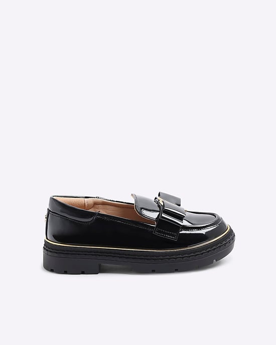 River Island Girls Loafers Black Bow Patent - Image 2