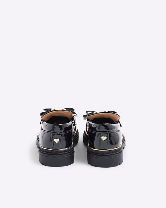 River Island Girls Loafers Black Bow Patent - Image 3
