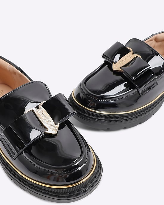 River Island Girls Loafers Black Bow Patent - Image 4