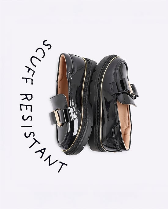 River Island Girls Loafers Black Bow Patent - Image 5