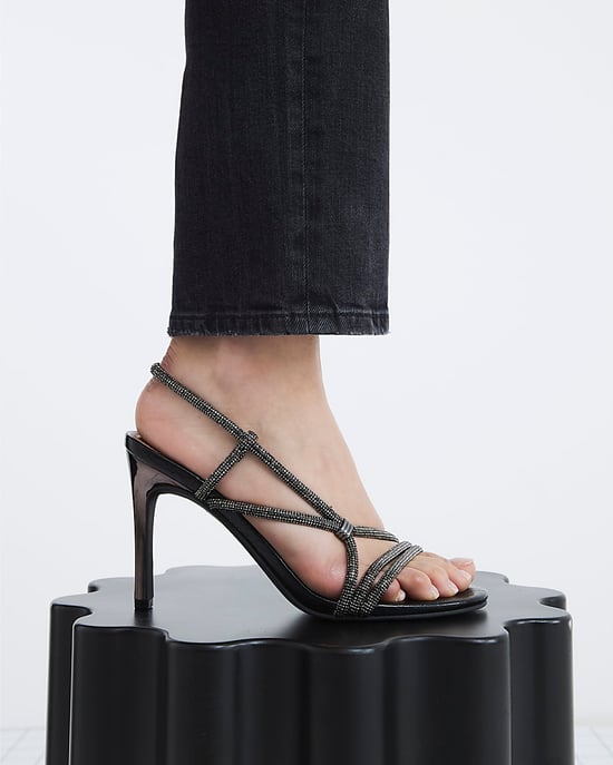 River Island Womens Sandals Black Diamante Strappy Heeled - Image 5