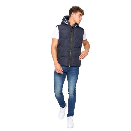 Crosshatch Heren Sandbox Hooded Gilet (Marine) - Image 3