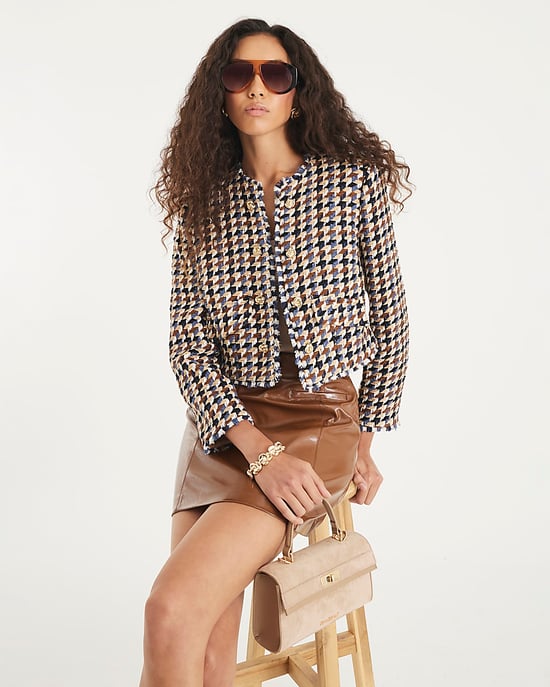 River Island Womens Trophy Jacket Brown Boucle Check - Image 1
