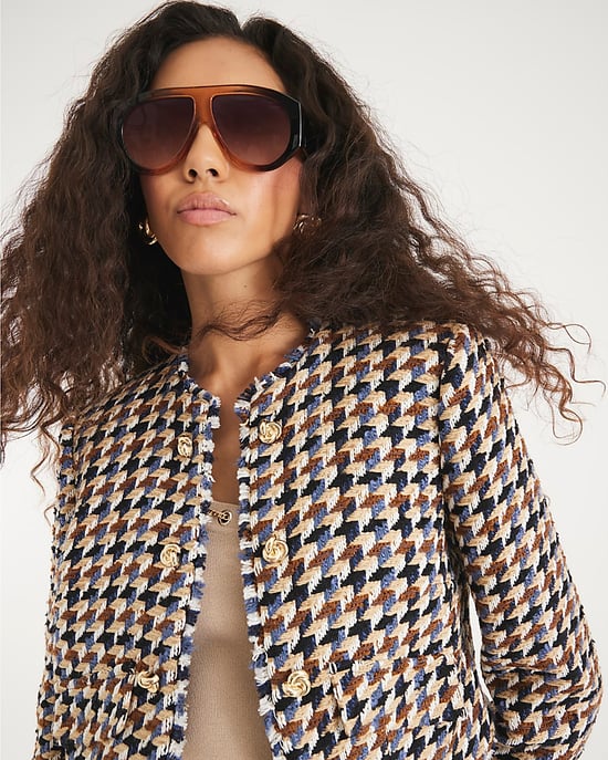 River Island Womens Trophy Jacket Brown Boucle Check - Image 4