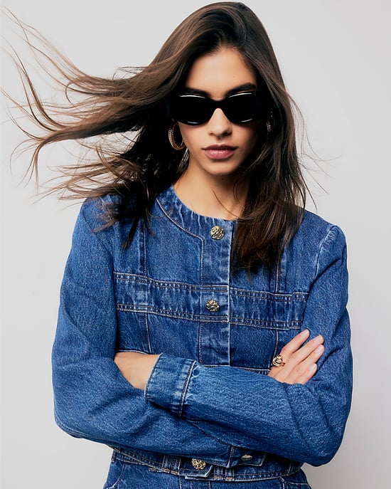 River Island Womens Jacket Blue Denim Long Sleeve Panelled - Image 4