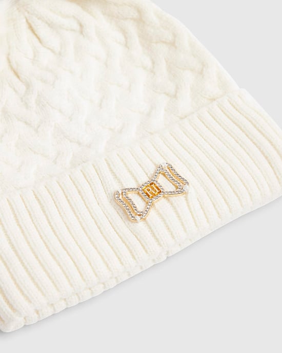 River Island Girls Winter Set Cream 3 Piece Beanie Hat Scarf Gloves - Image 4
